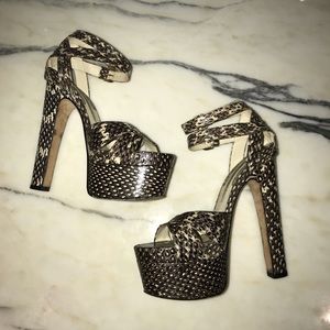 Brian Atwood CLEA snake skin sandals, size 7